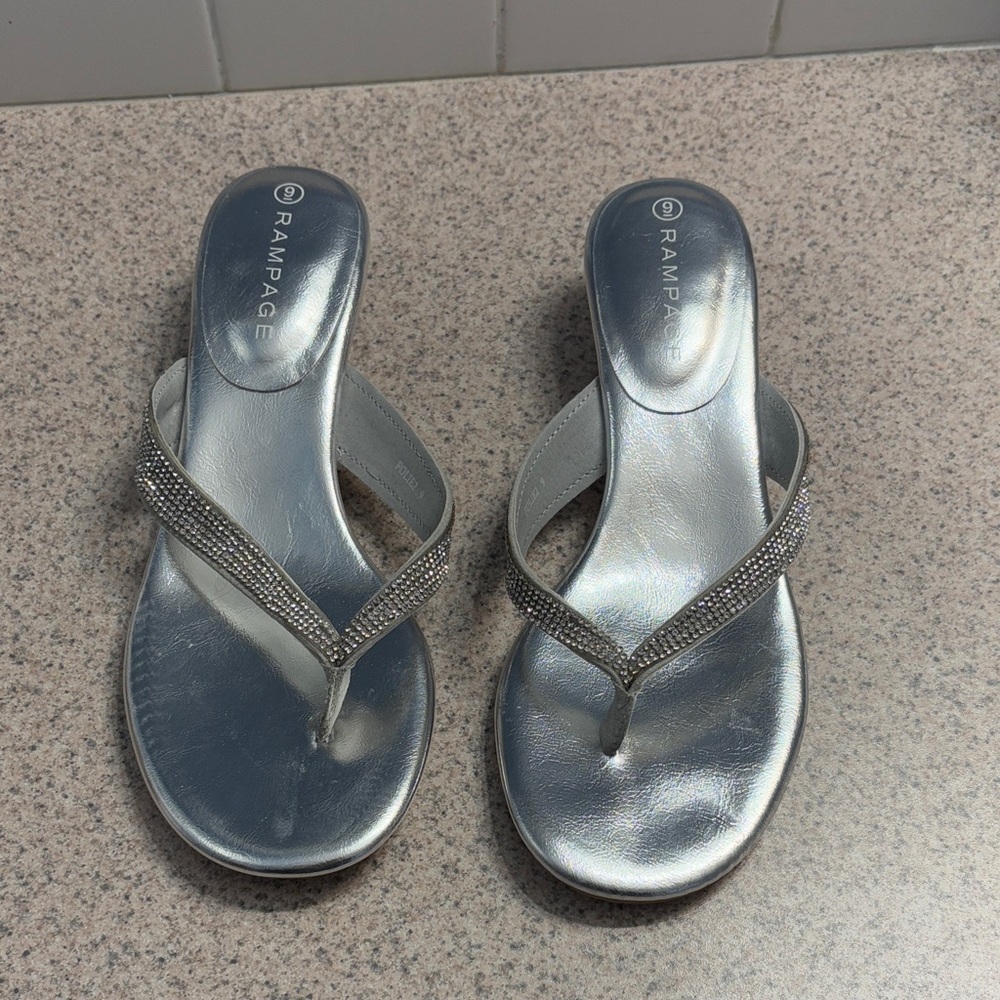 Rampage Silver Rhinestone Sandals